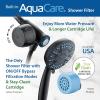 imageAquaCare Magneton 8setting Magnetic Docking Hand Shower with Builtin Shower Filter  ONOFF Filtration Modes Instant Cartridge Reload StayClean KDF Cartridge 6 ft Steel Hose Satin NickelMatte Black