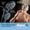 imageAquaCare Magneton HighPressure 48mode Luxury 3way Combo System with Magnetic Guidance Docking Giant Rain ampamp Handheld Shower Head Hygienic Jets and 6 ft Stainless Steel Hose Matte Black FinishMatte Black