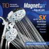imageAquaCare Magneton HighPressure 48mode Luxury 3way Combo System with Magnetic Guidance Docking Giant Rain ampamp Handheld Shower Head Hygienic Jets and 6 ft Stainless Steel Hose Matte Black FinishChrome