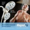 imageAquaCare Magneton HighPressure 48mode Luxury 3way Combo System with Magnetic Guidance Docking Giant Rain ampamp Handheld Shower Head Hygienic Jets and 6 ft Stainless Steel Hose Matte Black FinishSatin Nickel