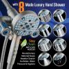 imageAquaCare Polaris High Pressure Multi Zone 208 Setting Shower Head ampamp Handheld 3way Combo System  Magnetic Docking Handle StayClean Jets 6 ft Metal Hose Graphite Finish Top American BrandGraphite