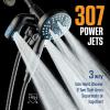 imageAquaCare Polaris High Pressure Multi Zone 208 Setting Shower Head ampamp Handheld 3way Combo System  Magnetic Docking Handle StayClean Jets 6 ft Metal Hose Graphite Finish Top American BrandMatte Black