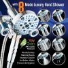 imageAquaCare Polaris High Pressure Multi Zone 208 Setting Shower Head ampamp Handheld 3way Combo System  Magnetic Docking Handle StayClean Jets 6 ft Metal Hose Graphite Finish Top American BrandChrome