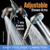 imageAquaCare Polaris High Pressure Multi Zone 208 Setting Shower Head ampamp Handheld 3way Combo System  Magnetic Docking Handle StayClean Jets 6 ft Metal Hose Graphite Finish Top American BrandGraphite