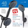 imageHotel Spa AquaCare AsSeenOnTV High Pressure 48setting Rain ampamp Handheld 3way Shower Head Combo  Anticlog NozzlesTub Tile ampamp Pet Power WashExtra Long 6 ft HoseAll Chrome FinishMatte Black