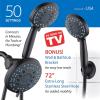 imageHotel Spa AquaCare AsSeenOnTV High Pressure Handheld ampamp Rain 50mode 3way Shower Head Combo with Anticlog Jets 2mode Tub ampamp Pet Power Wash Extra Wall Bracket 6 ft Hose All Chrome FinishMatte Black