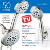imageHotel Spa AquaCare AsSeenOnTV High Pressure Handheld ampamp Rain 50mode 3way Shower Head Combo with Anticlog Jets 2mode Tub ampamp Pet Power Wash Extra Wall Bracket 6 ft Hose All Chrome FinishSatin Nickel