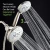 imageHotel Spa AquaCare AsSeenOnTV High Pressure Handheld ampamp Rain 50mode 3way Shower Head Combo with Anticlog Jets 2mode Tub ampamp Pet Power Wash Extra Wall Bracket 6 ft Hose All Chrome FinishSatin Nickel