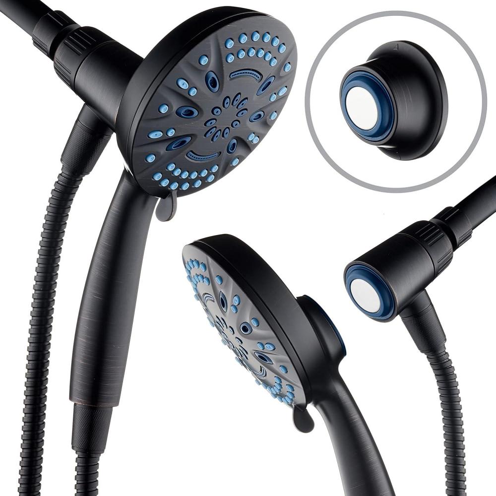 imageAquaCare Magneton 8setting Magnetic Docking Hand Shower with Builtin Shower Filter  ONOFF Filtration Modes Instant Cartridge Reload StayClean KDF Cartridge 6 ft Steel Hose Satin NickelOil Rubbed Bronze