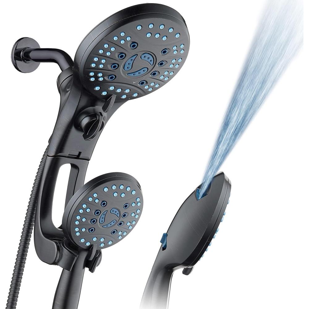 imageHotel Spa AquaCare AsSeenOnTV High Pressure HandheldRain 50mode 3way Shower Head Combo with Adjustable Arm  Anticlog Nozzles Tub ampamp Pet Power Wash 6 ft Hose All Chrome FinishOil Rubbed Bronze