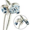 imageAquaCare Polaris High Pressure Multi Zone 208 Setting Shower Head ampamp Handheld 3way Combo System  Magnetic Docking Handle StayClean Jets 6 ft Metal Hose Graphite Finish Top American BrandNickel