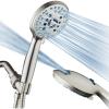 imageHotel Spa AquaCare High Pressure 8mode Handheld Shower Head  Anticlog Nozzles Builtin Power Wash to Clean Tub Tile ampamp Pets Extra Long 6 ft Stainless Steel Hose Wall ampamp Overhead BracketsSatin Nickel