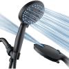 imageHotel Spa AquaCare High Pressure 8mode Handheld Shower Head  Anticlog Nozzles Builtin Power Wash to Clean Tub Tile ampamp Pets Extra Long 6 ft Stainless Steel Hose Wall ampamp Overhead BracketsMatte Black