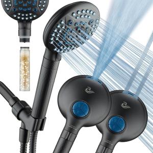 imageAquaCare 4X High Pressure 10mode Filter Handheld Shower Head with Dual Power Wash  Clean Tub Tile ampamp Pets Remove Chlorine Metals ampamp Toxins from Water to Protect Skin Hair ampamp Nails Nickel FinishMatte Black