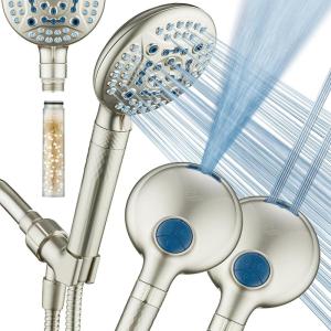 imageAquaCare 4X High Pressure 10mode Filter Handheld Shower Head with Dual Power Wash  Clean Tub Tile ampamp Pets Remove Chlorine Metals ampamp Toxins from Water to Protect Skin Hair ampamp Nails Nickel FinishSatin Nickel