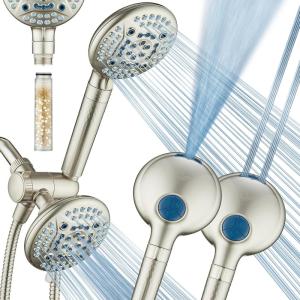 imageAquaCare High Pressure 6way Dual Shower Head Combo with Builtin Filter ampamp Power Wash  Clean Tub Tile ampamp Pets Remove Chlorine Lead ampamp Toxins from Water to Protect Skin Hair ampamp Nails Nickel FinishNickel