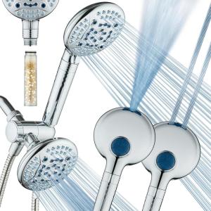 imageAquaCare High Pressure 6way Dual Shower Head Combo with Builtin Filter ampamp Power Wash  Clean Tub Tile ampamp Pets Remove Chlorine Lead ampamp Toxins from Water to Protect Skin Hair ampamp Nails Nickel FinishChrome