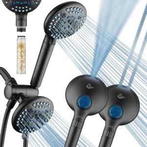 imageAquaCare High Pressure 6way Dual Shower Head Combo with Builtin Filter ampamp Power Wash  Clean Tub Tile ampamp Pets Remove Chlorine Lead ampamp Toxins from Water to Protect Skin Hair ampamp Nails Nickel FinishMatte Black