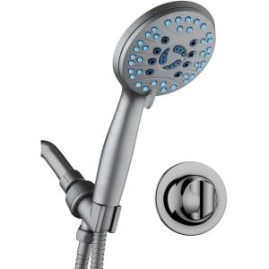 imageAquaCare High Pressure 8mode Handheld Shower Head  Anticlog Nozzles Builtin Power Wash to Clean Tub Tile ampamp Pets Extra Long 6 ft Stainless Steel Hose Wall ampamp Overhead BracketsModern Gray