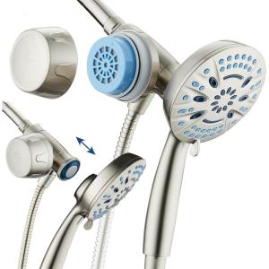imageAquaCare Magneton 8setting Magnetic Docking Hand Shower with Builtin Shower Filter  ONOFF Filtration Modes Instant Cartridge Reload StayClean KDF Cartridge 6 ft Steel Hose Satin NickelSatin Nickel