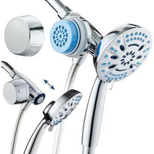 imageAquaCare Magneton 8setting Magnetic Docking Hand Shower with Builtin Shower Filter  ONOFF Filtration Modes Instant Cartridge Reload StayClean KDF Cartridge 6 ft Steel Hose Satin NickelChrome