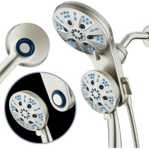 imageAquaCare Magneton HighPressure 48mode Luxury 3way Combo System with Magnetic Guidance Docking Giant Rain ampamp Handheld Shower Head Hygienic Jets and 6 ft Stainless Steel Hose Matte Black FinishSatin Nickel