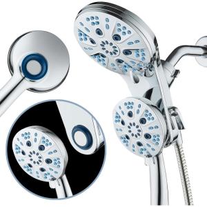 imageAquaCare Magneton HighPressure 48mode Luxury 3way Combo System with Magnetic Guidance Docking Giant Rain ampamp Handheld Shower Head Hygienic Jets and 6 ft Stainless Steel Hose Matte Black FinishChrome
