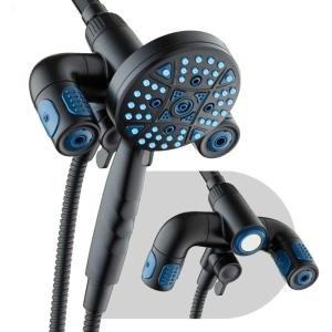 imageAquaCare Polaris High Pressure Multi Zone 208 Setting Shower Head ampamp Handheld 3way Combo System  Magnetic Docking Handle StayClean Jets 6 ft Metal Hose Graphite Finish Top American BrandMatte Black