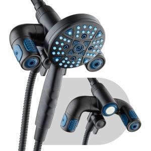 imageAquaCare Polaris High Pressure Multi Zone 208 Setting Shower Head ampamp Handheld 3way Combo System  Magnetic Docking Handle StayClean Jets 6 ft Metal Hose Graphite Finish Top American BrandOil Rubbed Bronze