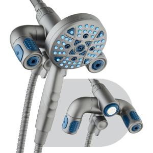 imageAquaCare Polaris High Pressure Multi Zone 208 Setting Shower Head ampamp Handheld 3way Combo System  Magnetic Docking Handle StayClean Jets 6 ft Metal Hose Graphite Finish Top American BrandGraphite
