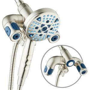 imageAquaCare Polaris High Pressure Multi Zone 208 Setting Shower Head ampamp Handheld 3way Combo System  Magnetic Docking Handle StayClean Jets 6 ft Metal Hose Graphite Finish Top American BrandNickel