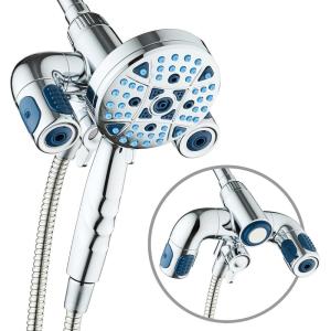 imageAquaCare Polaris High Pressure Multi Zone 208 Setting Shower Head ampamp Handheld 3way Combo System  Magnetic Docking Handle StayClean Jets 6 ft Metal Hose Graphite Finish Top American BrandChrome