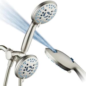 imageHotel Spa AquaCare AsSeenOnTV High Pressure 48setting Rain ampamp Handheld 3way Shower Head Combo  Anticlog NozzlesTub Tile ampamp Pet Power WashExtra Long 6 ft HoseAll Chrome FinishSatin Nickel