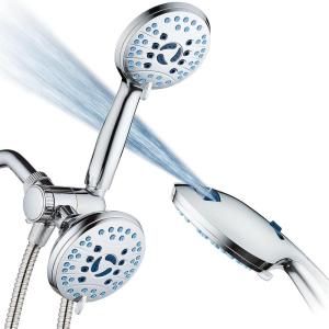 imageHotel Spa AquaCare AsSeenOnTV High Pressure 48setting Rain ampamp Handheld 3way Shower Head Combo  Anticlog NozzlesTub Tile ampamp Pet Power WashExtra Long 6 ft HoseAll Chrome FinishAllChrome