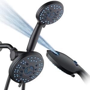 imageHotel Spa AquaCare AsSeenOnTV High Pressure Handheld ampamp Rain 50mode 3way Shower Head Combo with Anticlog Jets 2mode Tub ampamp Pet Power Wash Extra Wall Bracket 6 ft Hose All Chrome FinishMatte Black